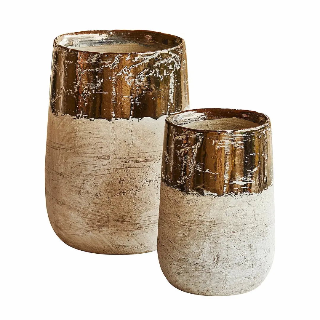 Loberon Hafira Vaas - 2 Stuks Beige/Brons - afbeelding 5 van 5