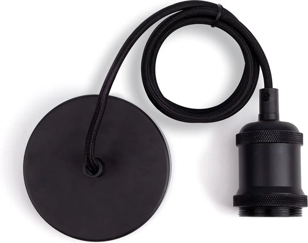 Integral pendel Ø10cm Zwart met 1.2m textielsnoer