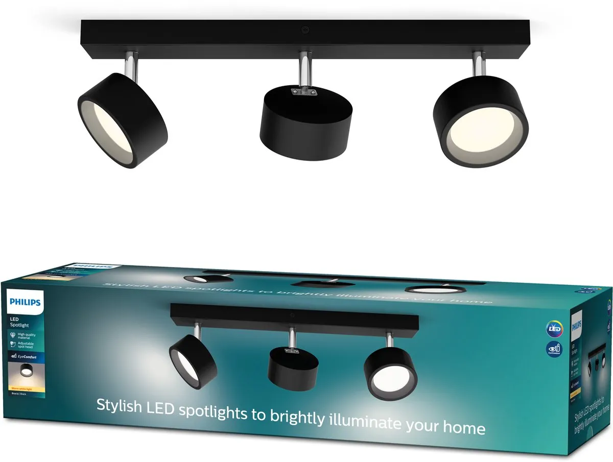 Philips Bracia 3-lichts Opbouwspot 2700K