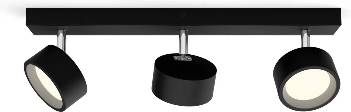 Philips Bracia 3-lichts Opbouwspot 2700K - Zwart