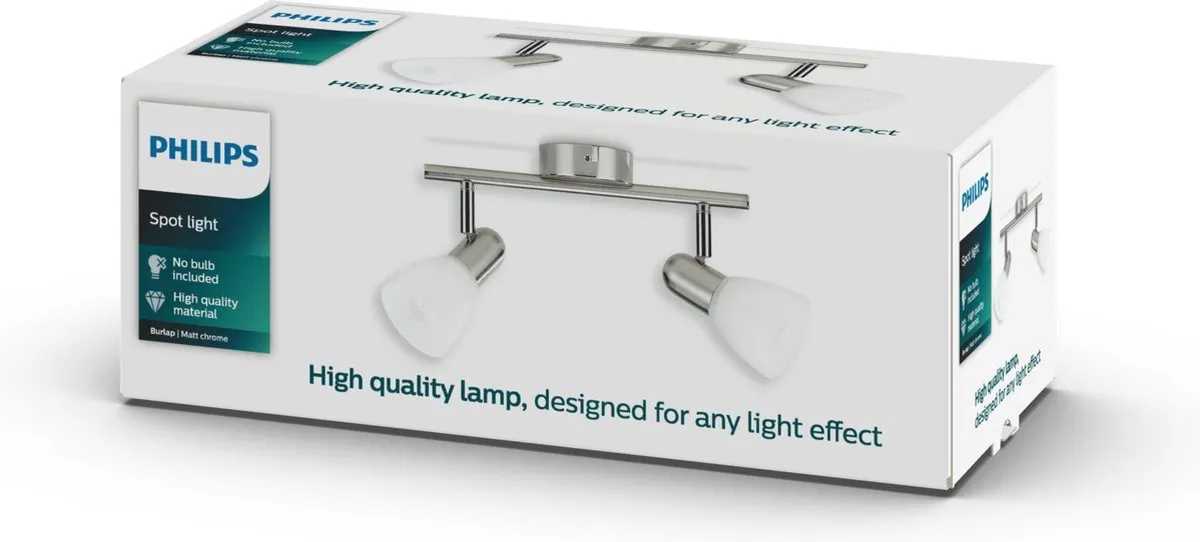 Philips LED Burlap Opbouwspot 2-lichts - Zilver