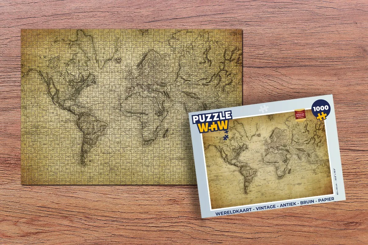 PuzzleWow Wereldkaart Legpuzzel 1000 Stuks - Multicolor