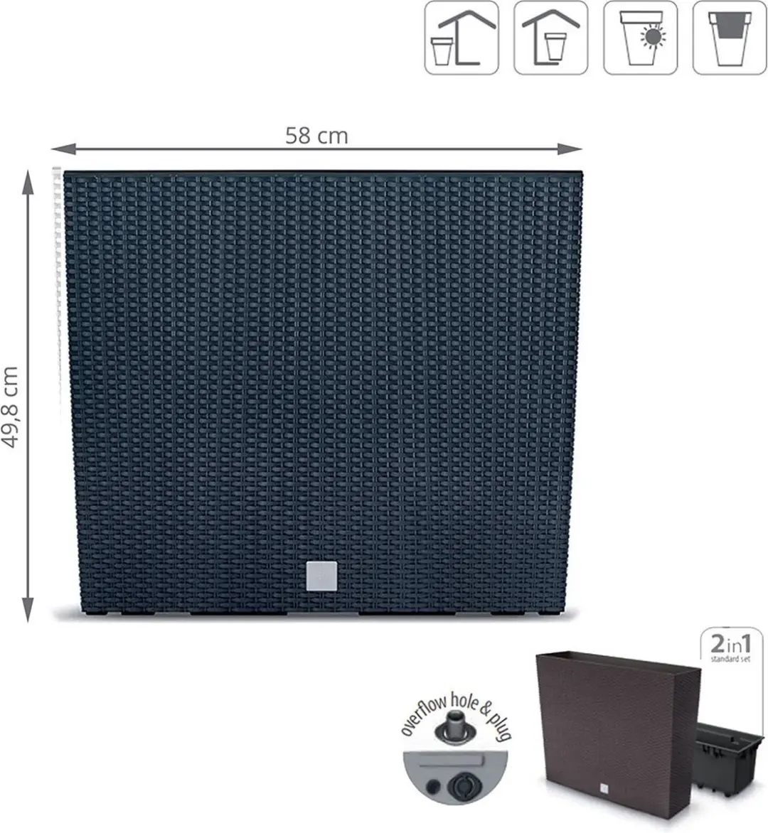 Prosperplast Rato Case Tower Bloempot - Antraciet 58cm - afbeelding 6 van 6