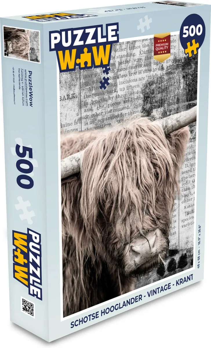 PuzzleWow Schotse Hooglander Legpuzzel 500 Stuks - Multicolor