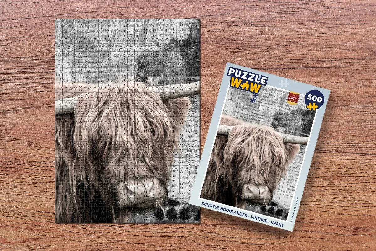 PuzzleWow Schotse Hooglander Legpuzzel 500 Stuks - Multicolor