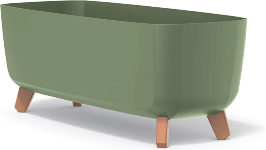 Prosperplast Gracia - Bloempot - met poten en inzet - groen - 58 x 24 x 23,5 cm