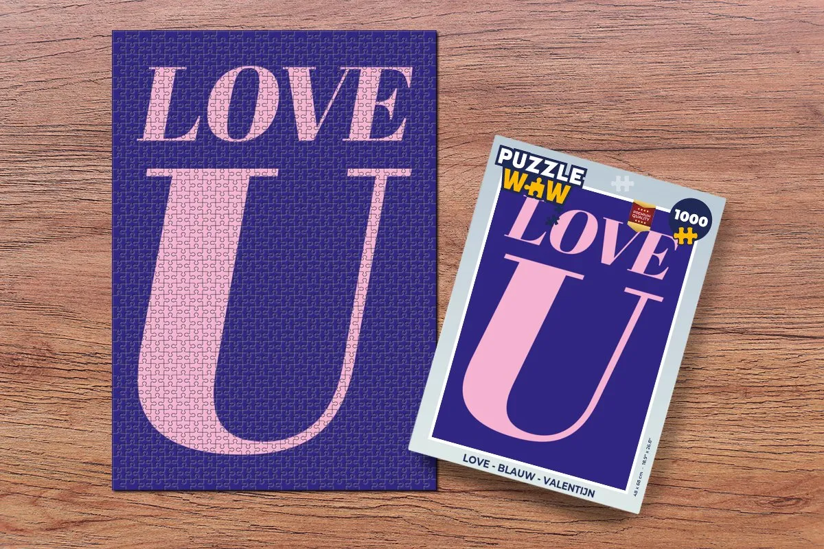 PuzzleWow Love Legpuzzel 1000 Stuks - Blauw/Rozepink