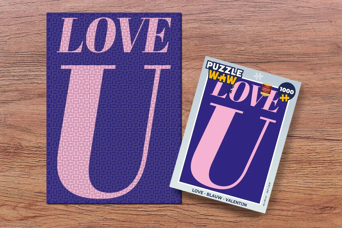 PuzzleWow Love Legpuzzel 1000 Stuks - Blauw/Rozepink