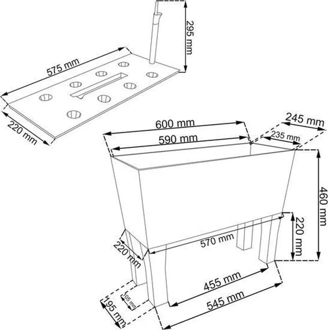 Prosperplast Rato Bloembak met irrigatie - 60x25x46cm Antraciet - afbeelding 2 van 6