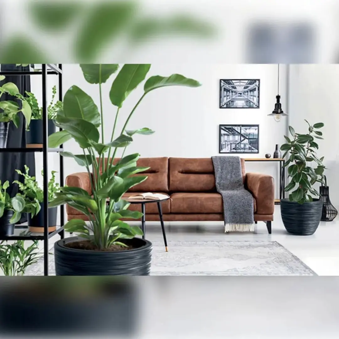 Prosperplast Furu Stripes Bloempot 30cm - Antraciet - afbeelding 4 van 5