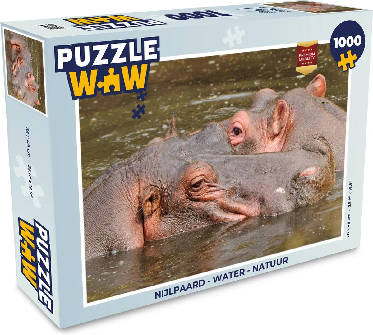 PuzzleWow Nijlpaard Water Natuur Legpuzzel 1000 Stuks