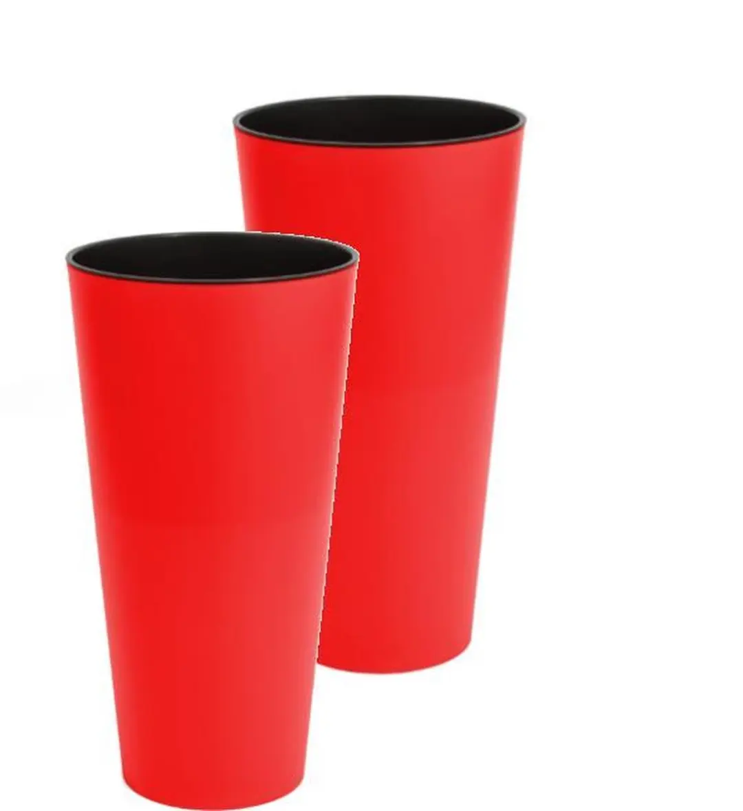Bloempot Buiten Hoog Rond Tubus Slim 15cm KORAALROOD Prosperplast / 2 STUKS ! /