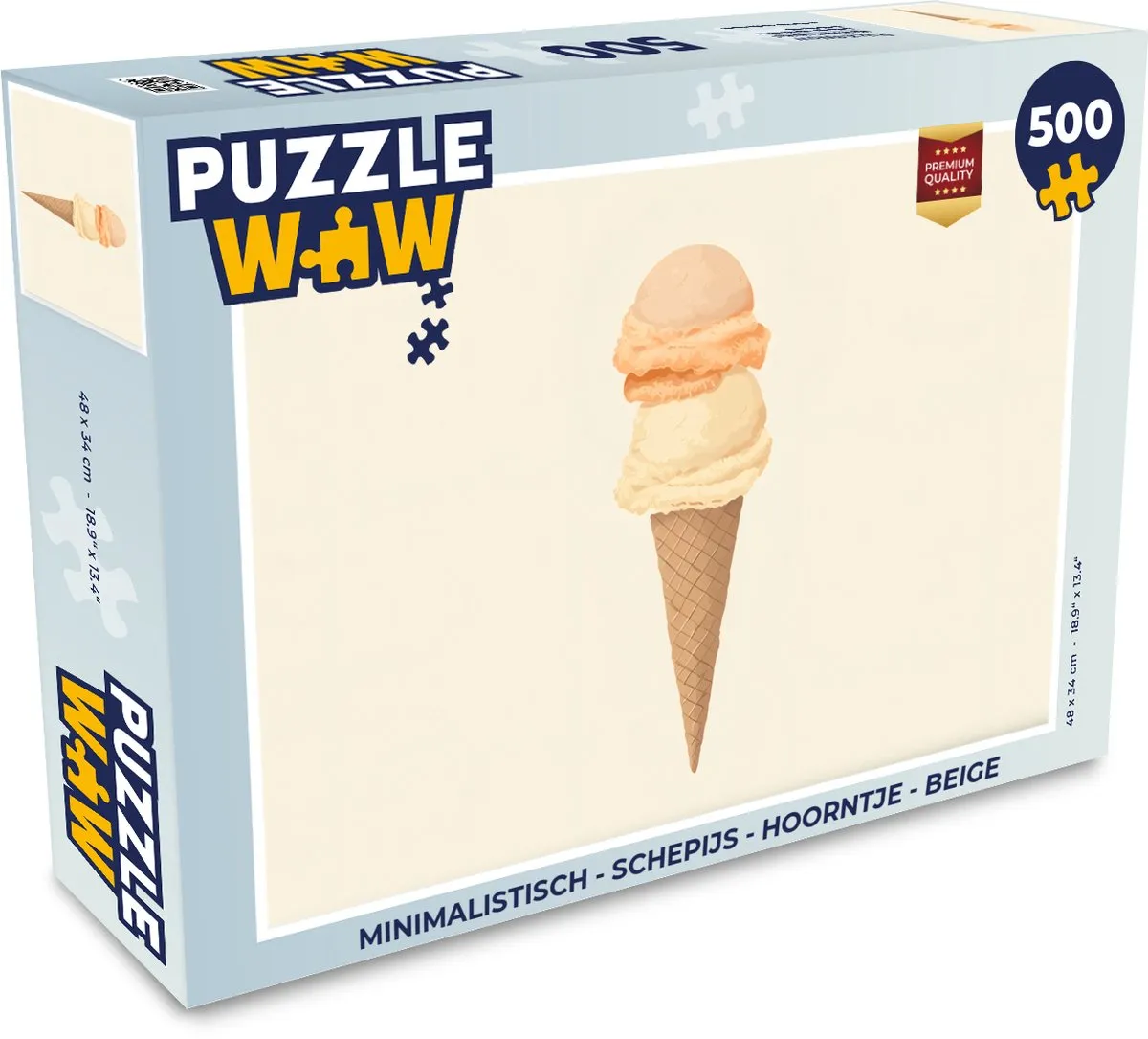 PuzzleWow Minimalistisch Schepijs Hoorntje Legpuzzel 500 Stuks - Beige