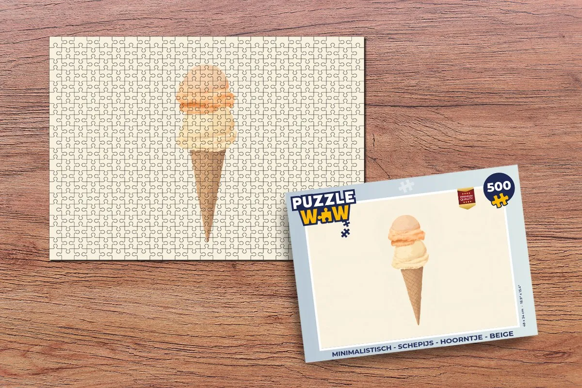 PuzzleWow Minimalistisch Schepijs Hoorntje Legpuzzel 500 Stuks - Beige