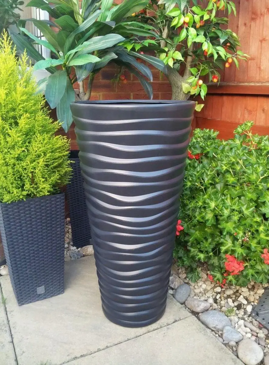 Prosperplast Sand Bloempot 37L - Antraciet - D35 x H62cm - afbeelding 4 van 5