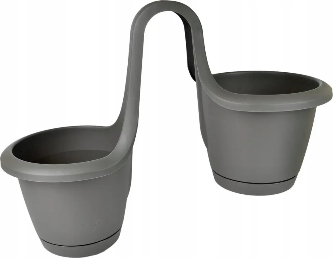 1x Stuks kunststof Respana twins ronde balkon plantenpotten/bloempotten lichtgri