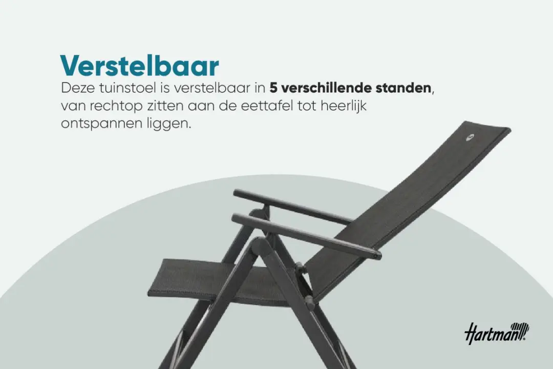 Hartman Napoli Tuinstoel Verstelbaar - Antraciet - afbeelding 5 van 6