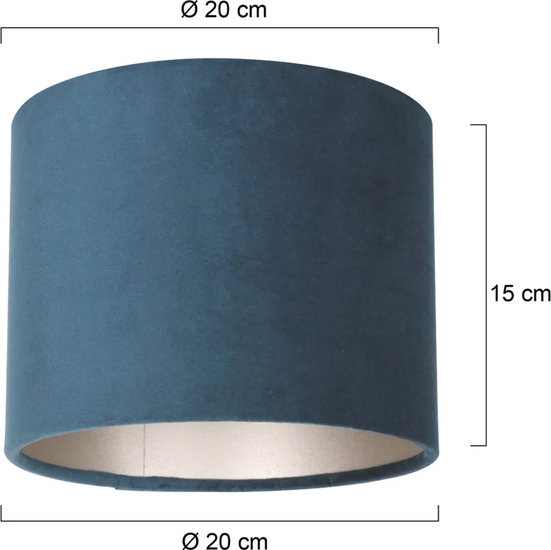 Steinhauer Blauwe Velours Lampenkap ⌀20cm - afbeelding 6 van 6