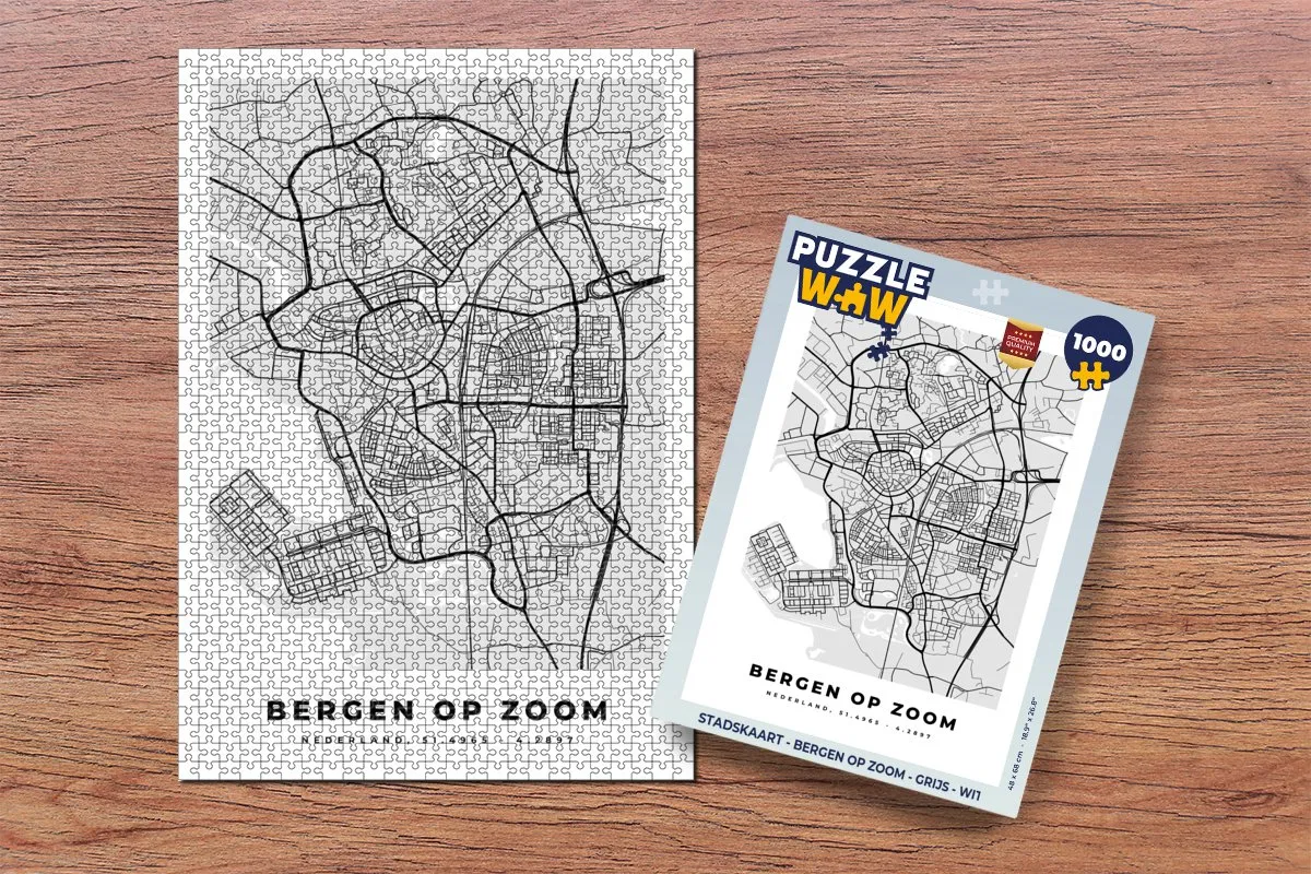 PuzzleWow Bergen op Zoom Legpuzzel 1000 Stuks - Stadskaart