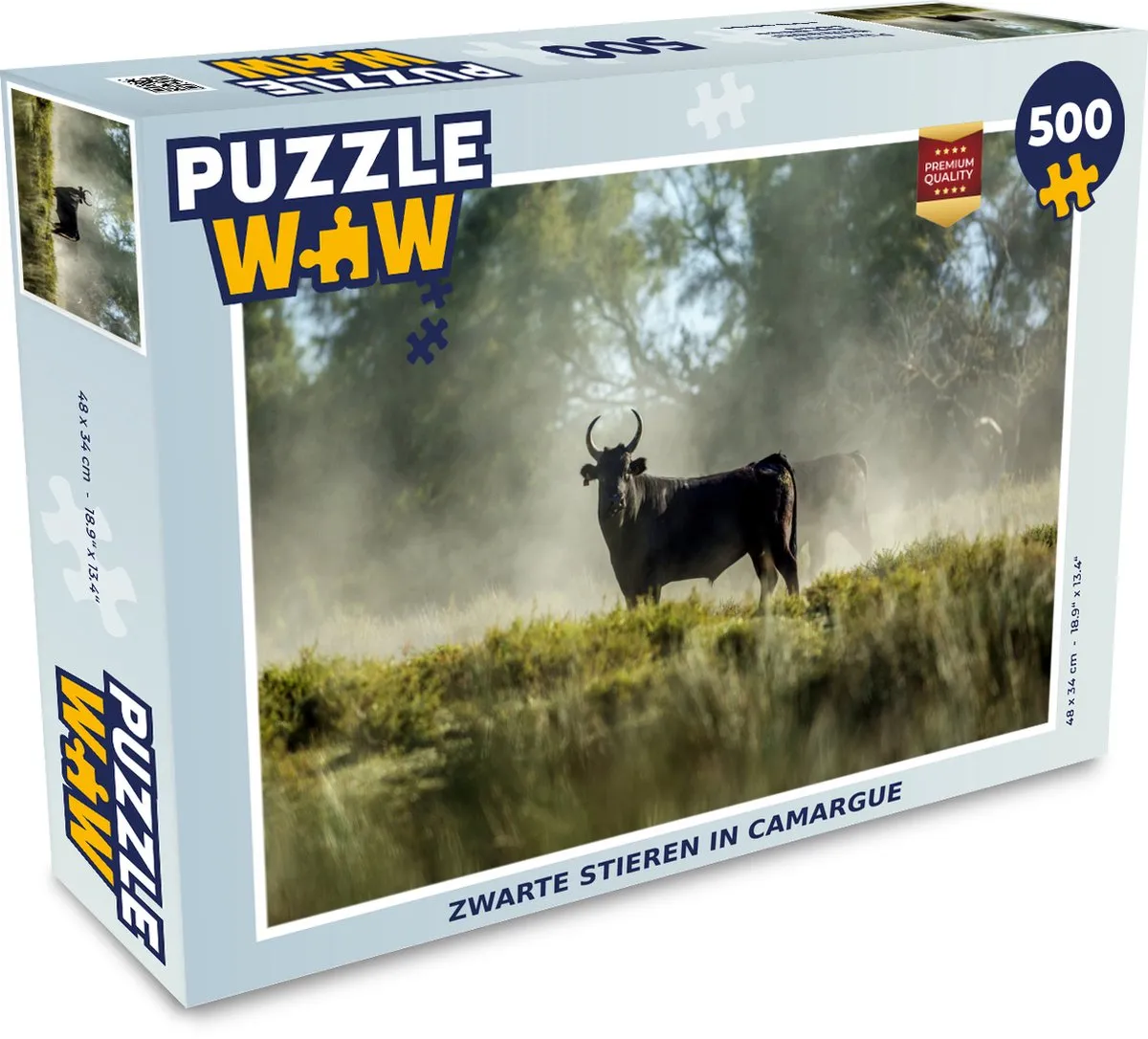 PuzzleWow Legpuzzel Zwarte stieren in Camargue 500 Stuks - Multicolor