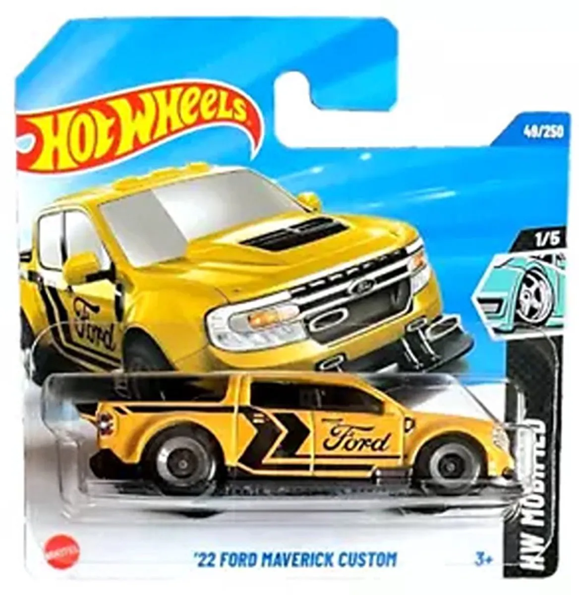 Hot Wheels 2022 Ford Maverick Custom Geel 1/5 Short Card