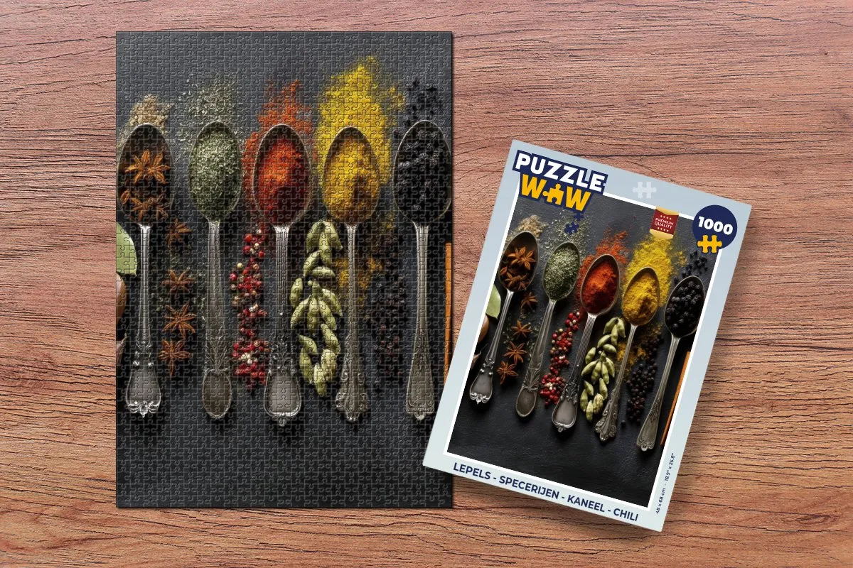 PuzzleWow Lepels Puzzel 1000 Stuks - Kaneel/Chili/Specerijen