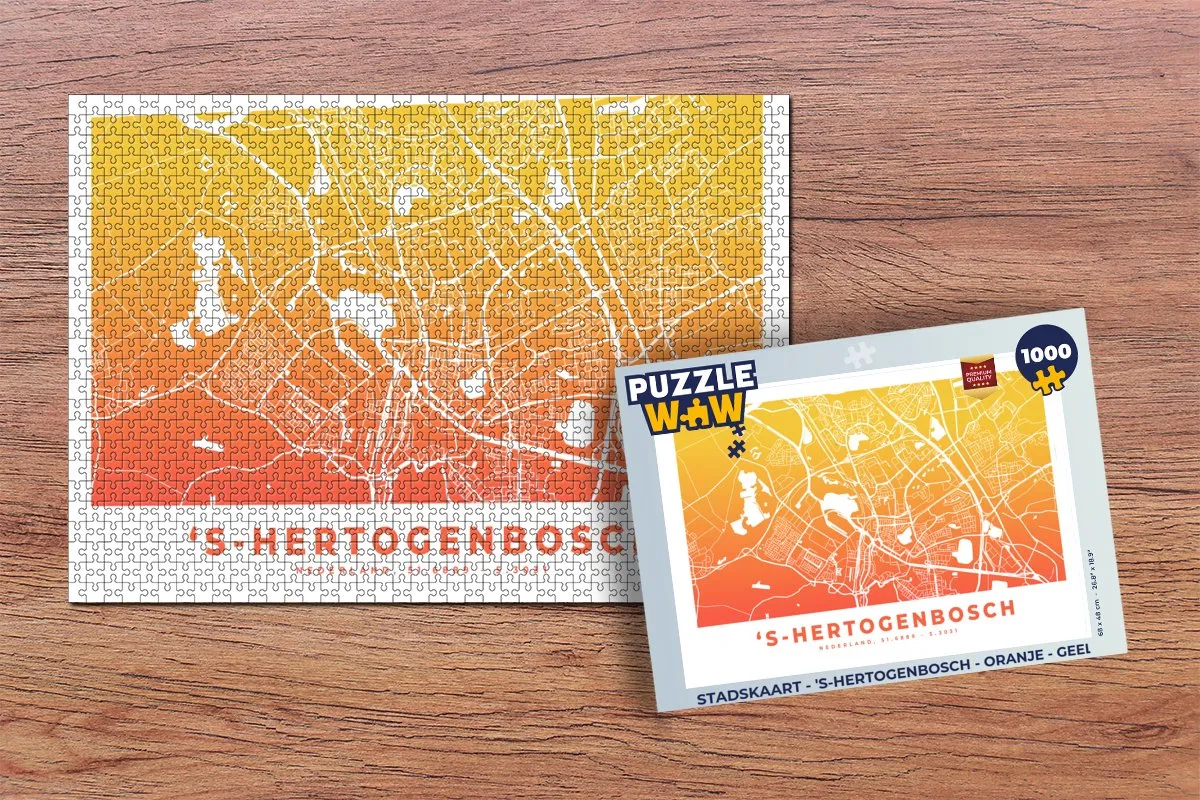 PuzzleWow Stadskaart 's-Hertogenbosch Legpuzzel 1000 Stuks - Multicolor