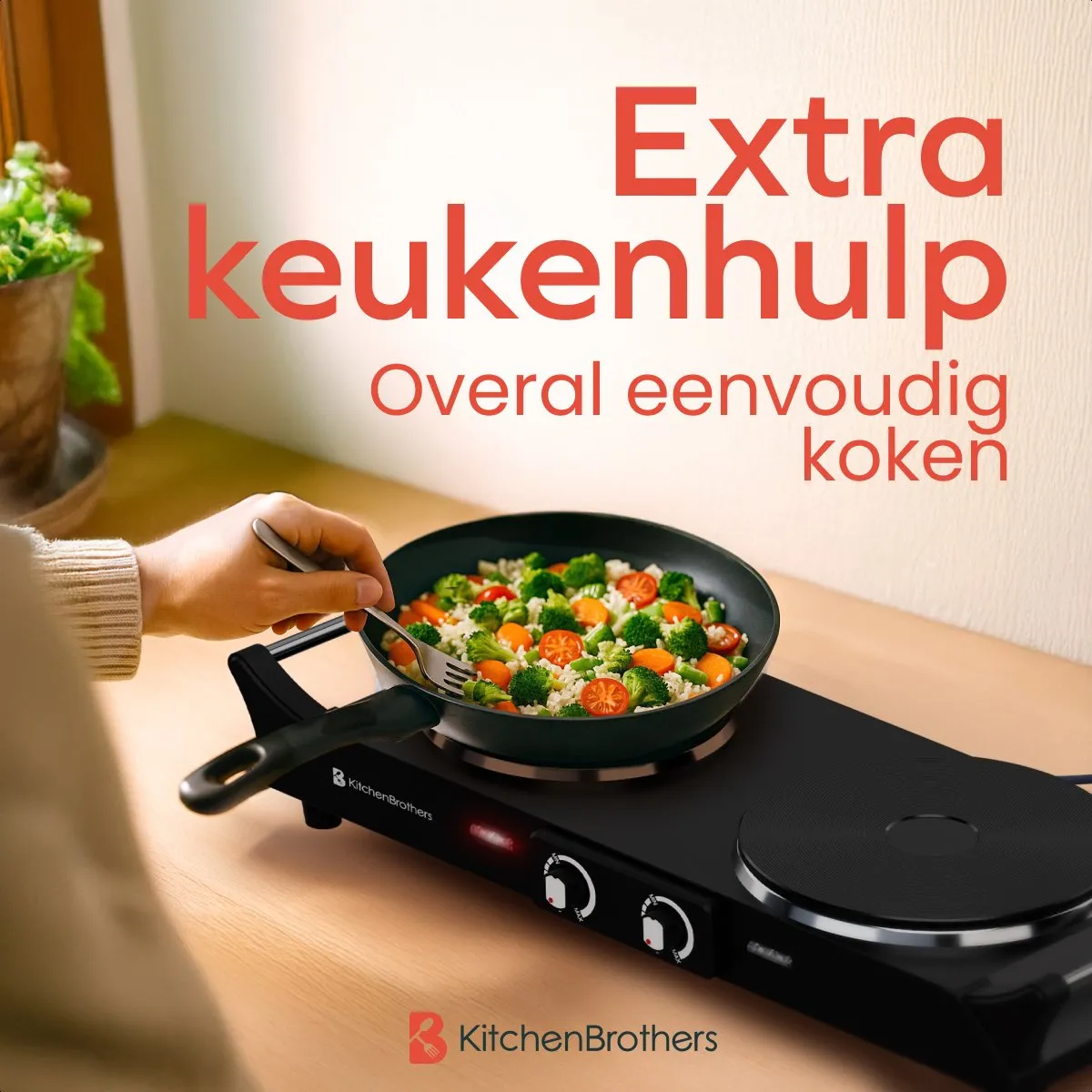 KitchenBrothers KB752 Elektrische Kookplaat 2500W - Zwart