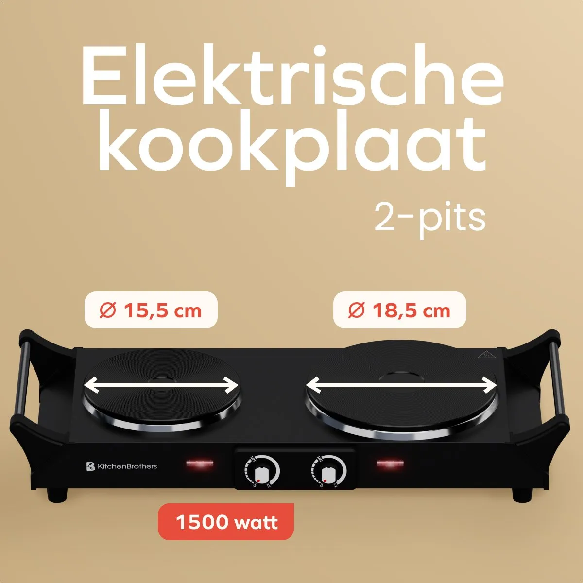KitchenBrothers KB752 Elektrische Kookplaat 2500W - Zwart