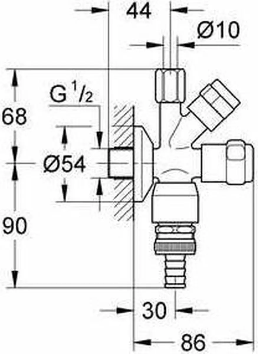 Grohe Eggemann Vaatwashoekstopkraan 1/2" - Chroom - afbeelding 5 van 6