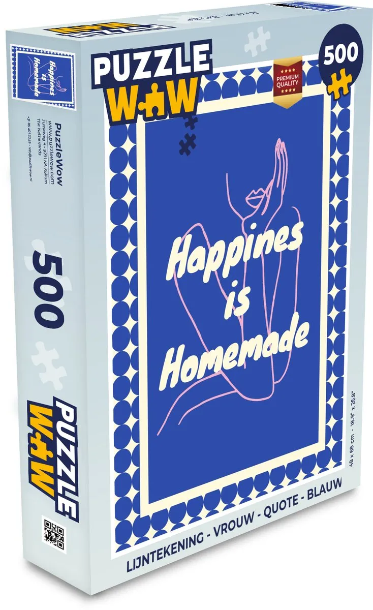 PuzzleWow Lijntekening Vrouw Quote Legpuzzel 500 Stuks