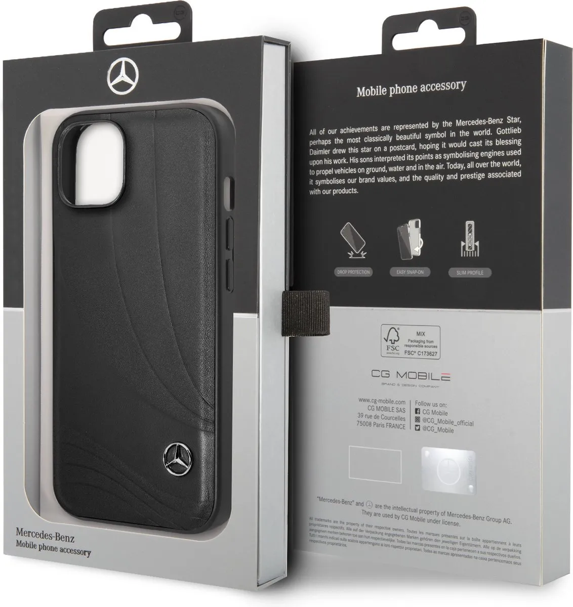 Mercedes-Benz iPhone 14 Plus Hoesje - Zwart Stars Leather
