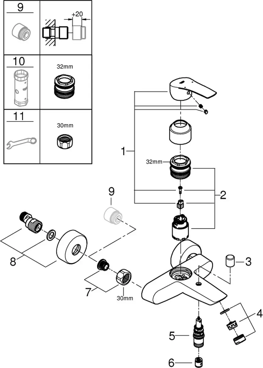 Grohe Start Badmengkraan 32278002 - Chroom - afbeelding 4 van 5