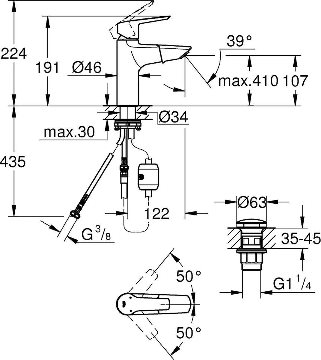 GROHE Start Wastafelmengkraan 24205003 - Chroom - afbeelding 2 van 6