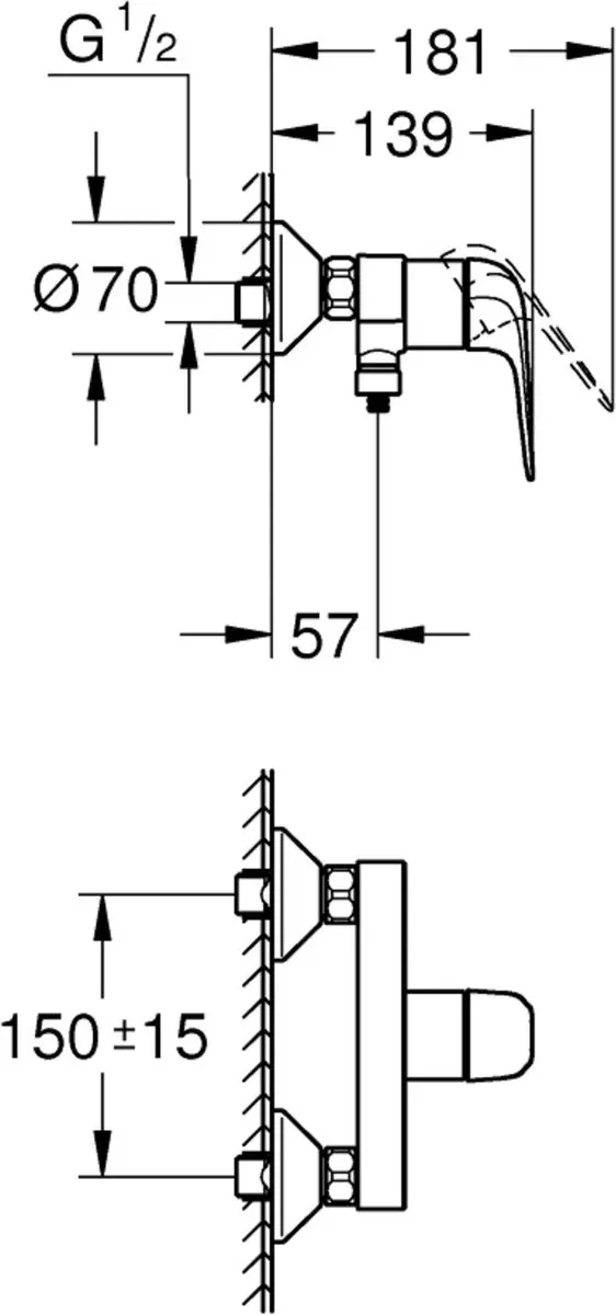 Grohe Europro 32740001 Douchemengkraan - Chroom - afbeelding 6 van 6