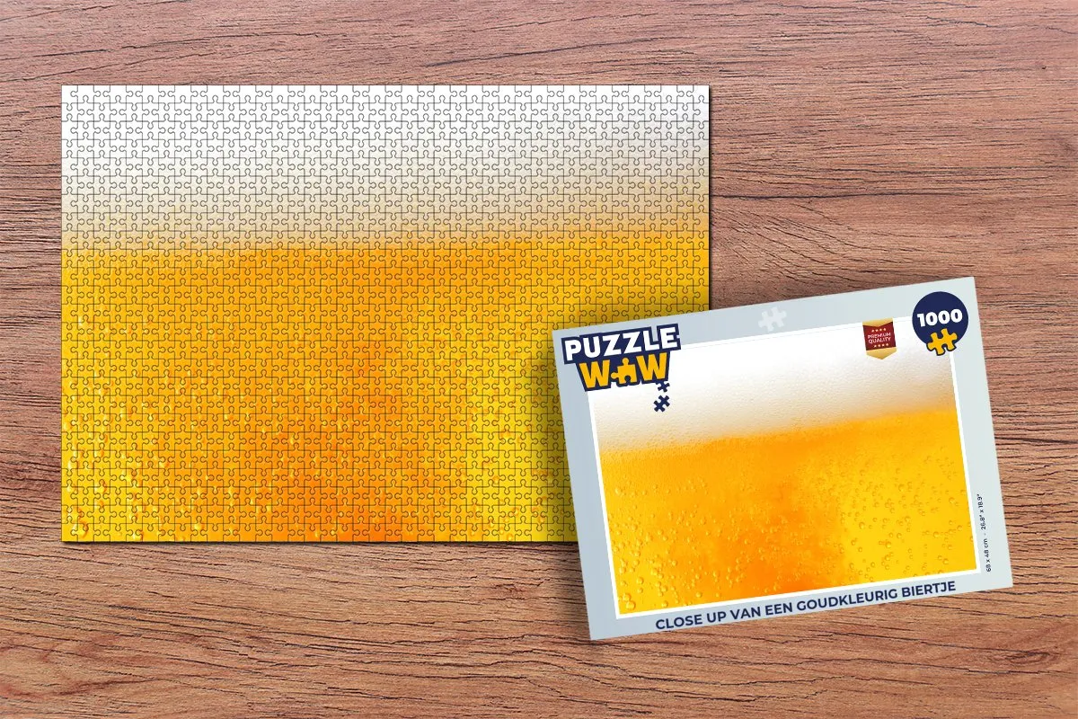 PuzzleWow Legpuzzel 1000 Stuks - Goudkleurig biertje - Multicolor