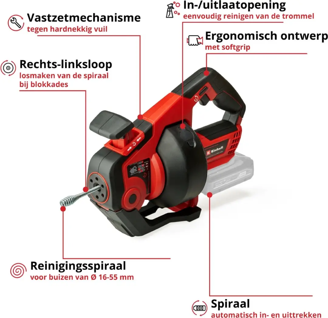 Einhell TE-DA 18/760 Li Solo Accu Rioolontstopper - 18V - afbeelding 2 van 6
