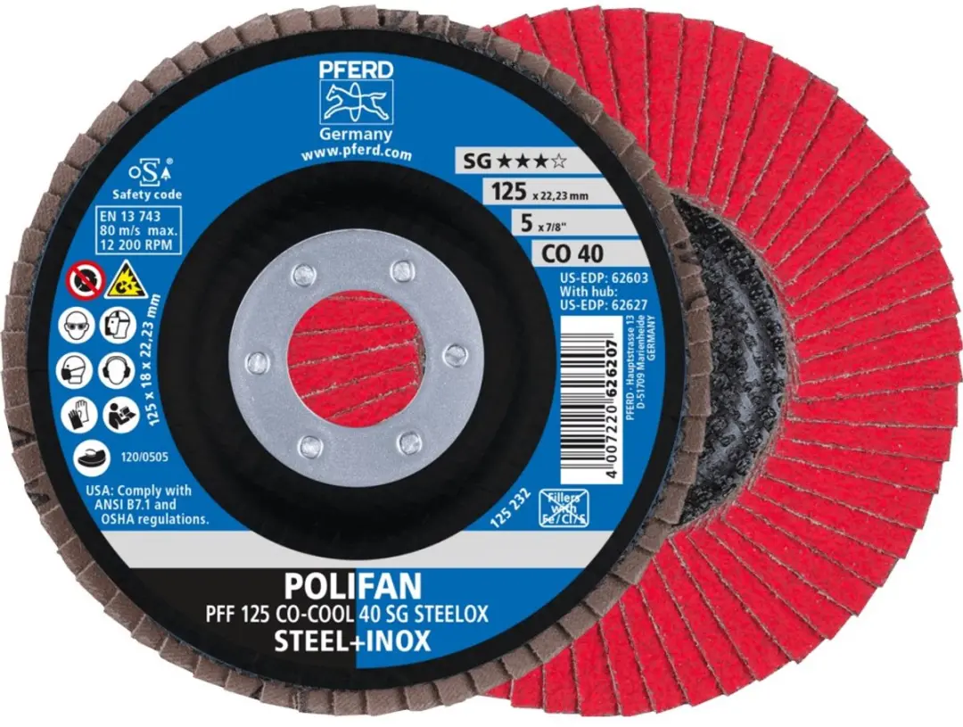 Pferd Polifan CO-COOL SG STEELOX Lamellenschijf 125mm Korrel 40