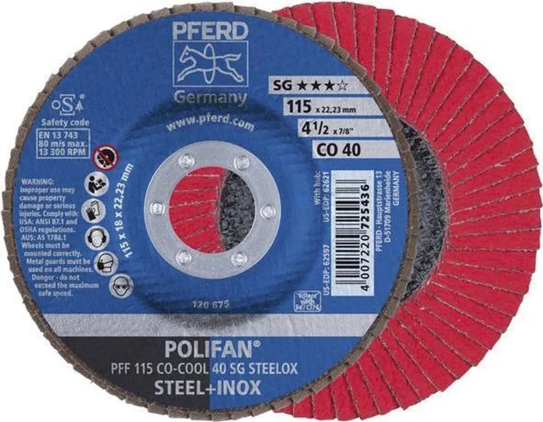 Pferd Polifan CO-COOL SG STEELOX Lamellenschijf 125mm Korrel 40 - afbeelding 4 van 4