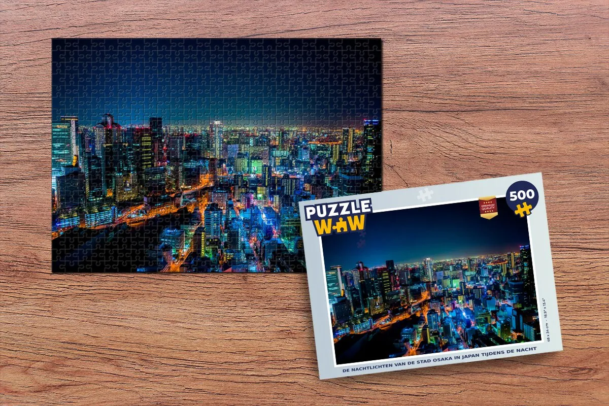 PuzzleWow Osaka Nachtlicht Legpuzzel 500 Stuks - Multicolor