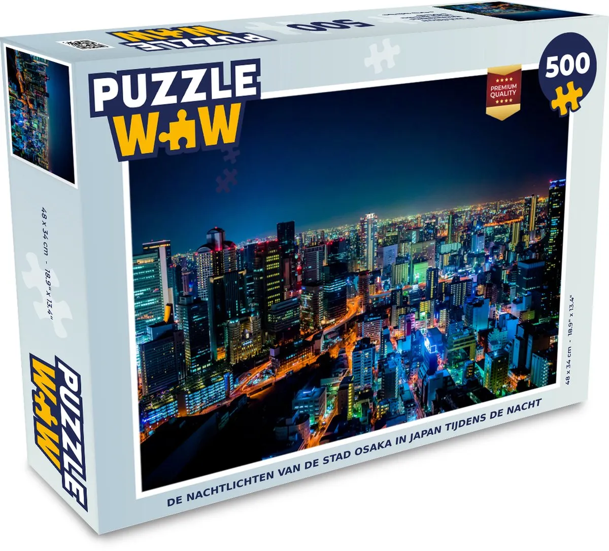 PuzzleWow Osaka Nachtlicht Legpuzzel 500 Stuks - Multicolor