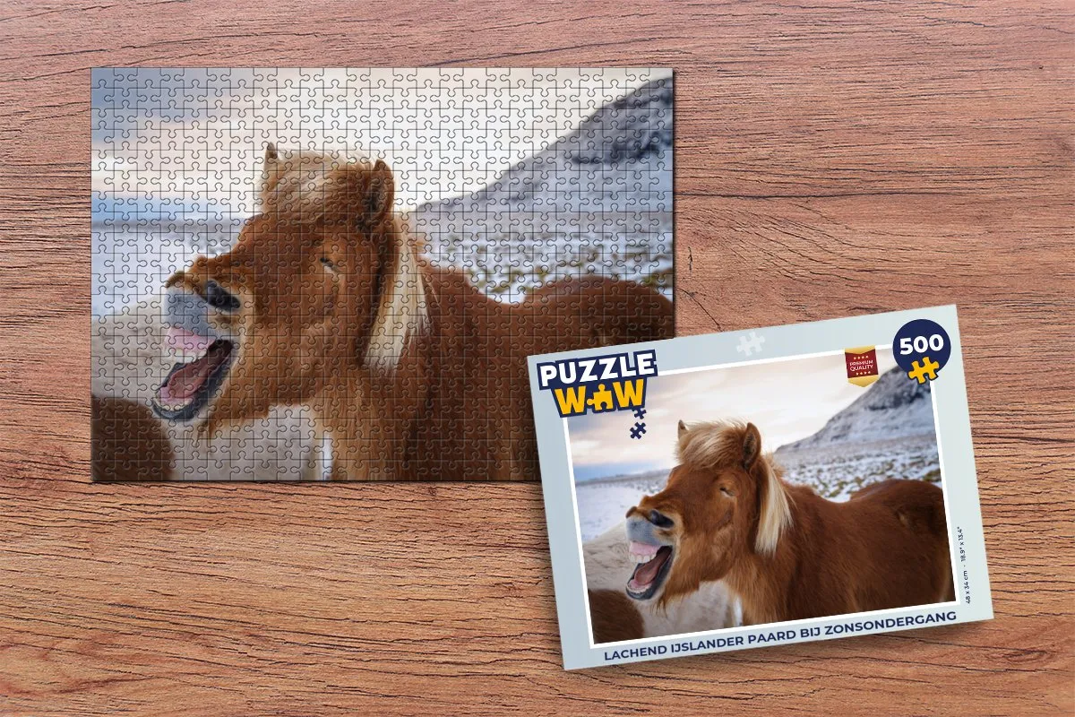PuzzleWow Lachend IJslander Paard Legpuzzel 500 Stuks - Multicolor