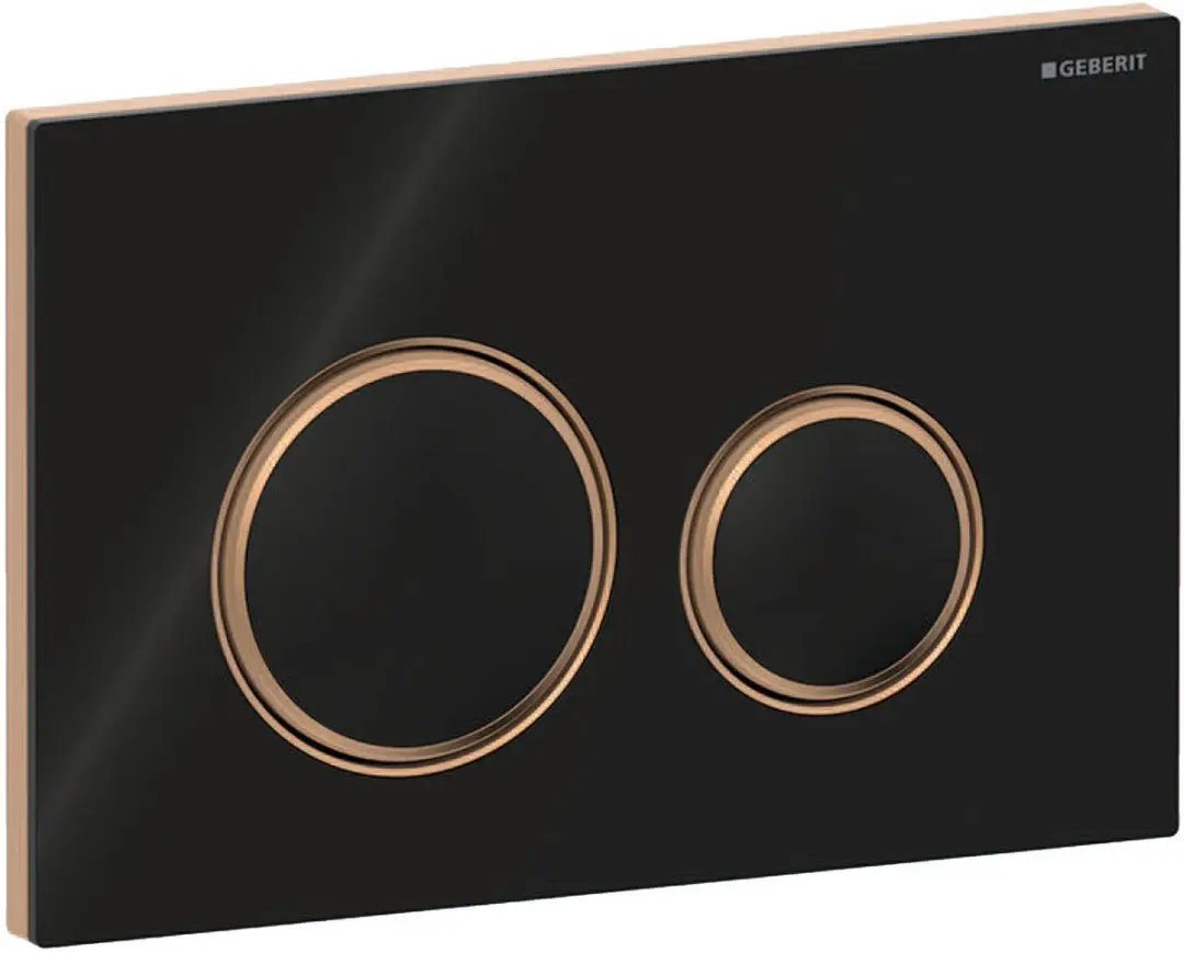 Geberit Sigma21 bedieningplaat, 2-toets spoeling frontbediening voor toilet 24.6x16.4cm rood goud / zwart