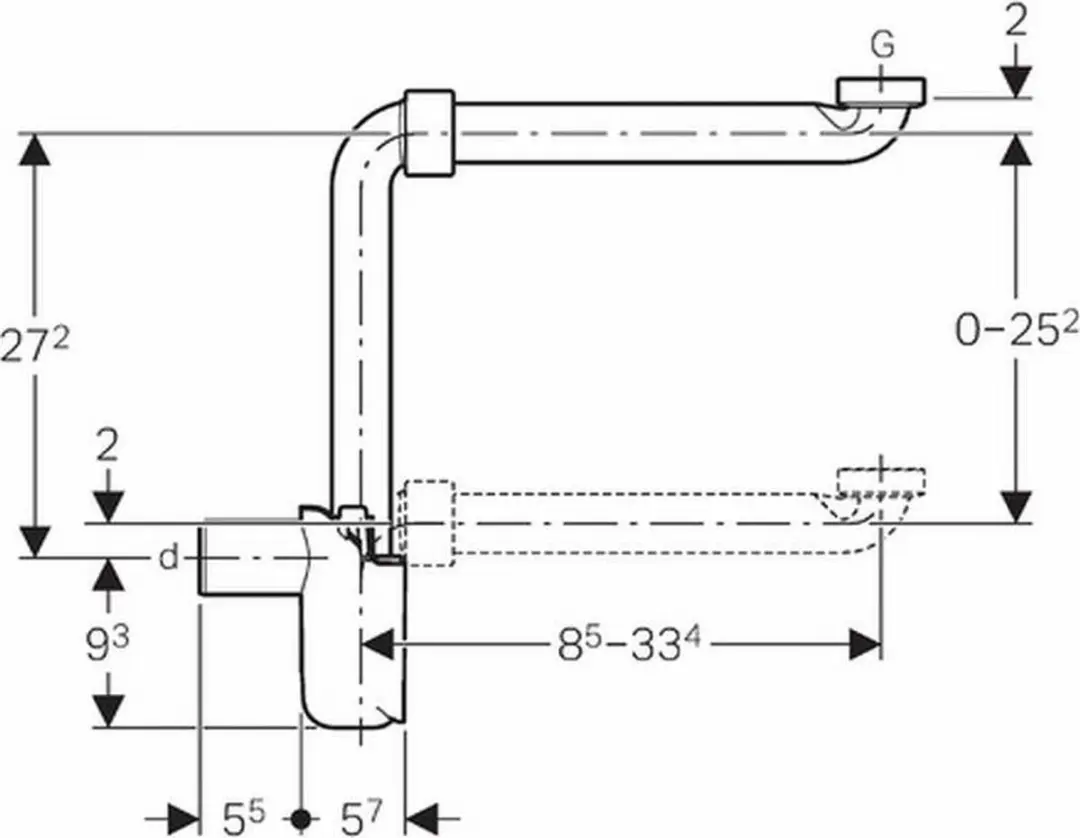Geberit Ruimtebesparende Sifon 40mm 1 1/4" - Wit - afbeelding 3 van 3