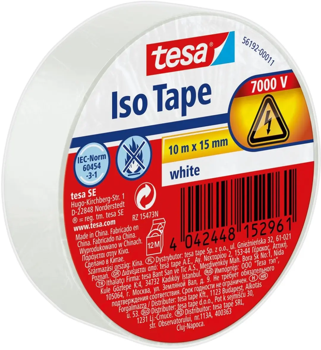 Tesa 56192-00011-22 Isolatietape Wit 10m x 15mm