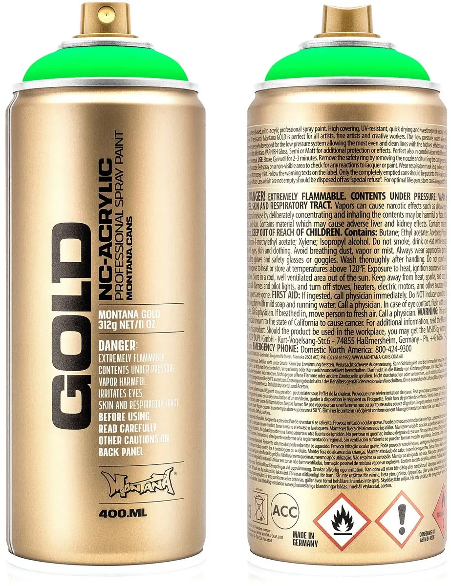 Montana GOLD Fluor Verf ZUURGROEN spuitbus 400ml