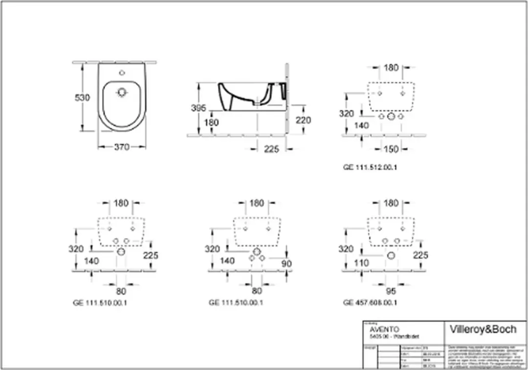 Villeroy & Boch Avento Wandbidet 370x530mm Wit - afbeelding 3 van 6