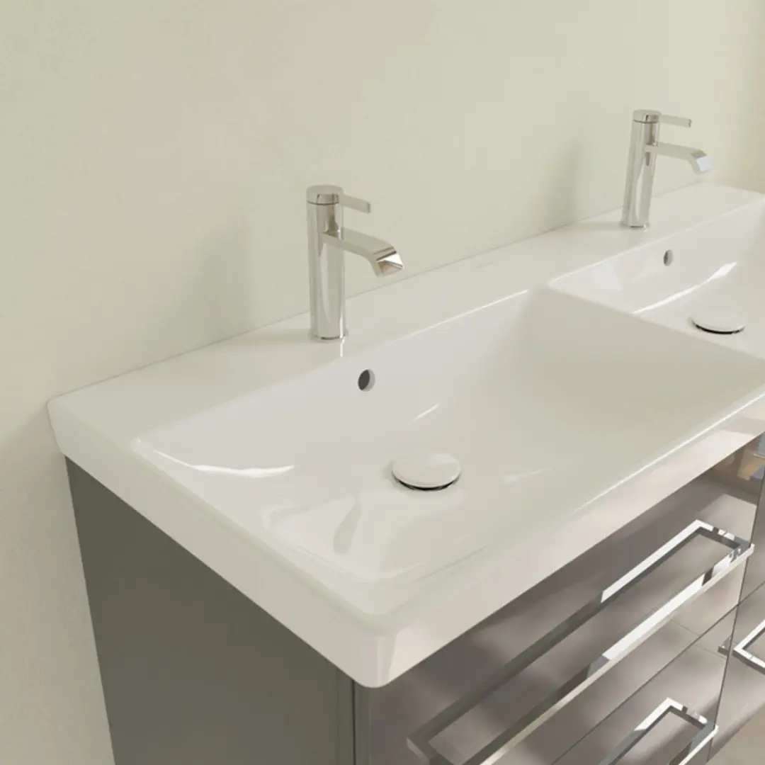 Villeroy & Boch Avento Dubbele Meubelwastafel 120x47cm - 2 Kraangaten - Wit Alpin - afbeelding 6 van 6