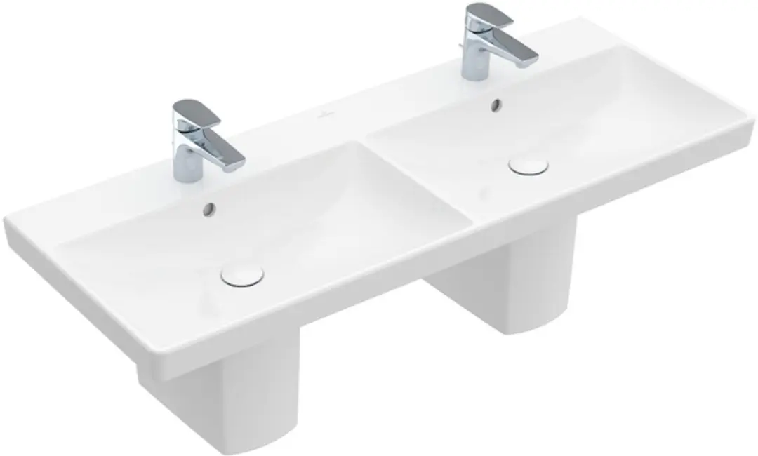 Villeroy & Boch Avento Dubbele Meubelwastafel 120x47cm - 2 Kraangaten - Wit Alpin - afbeelding 2 van 6