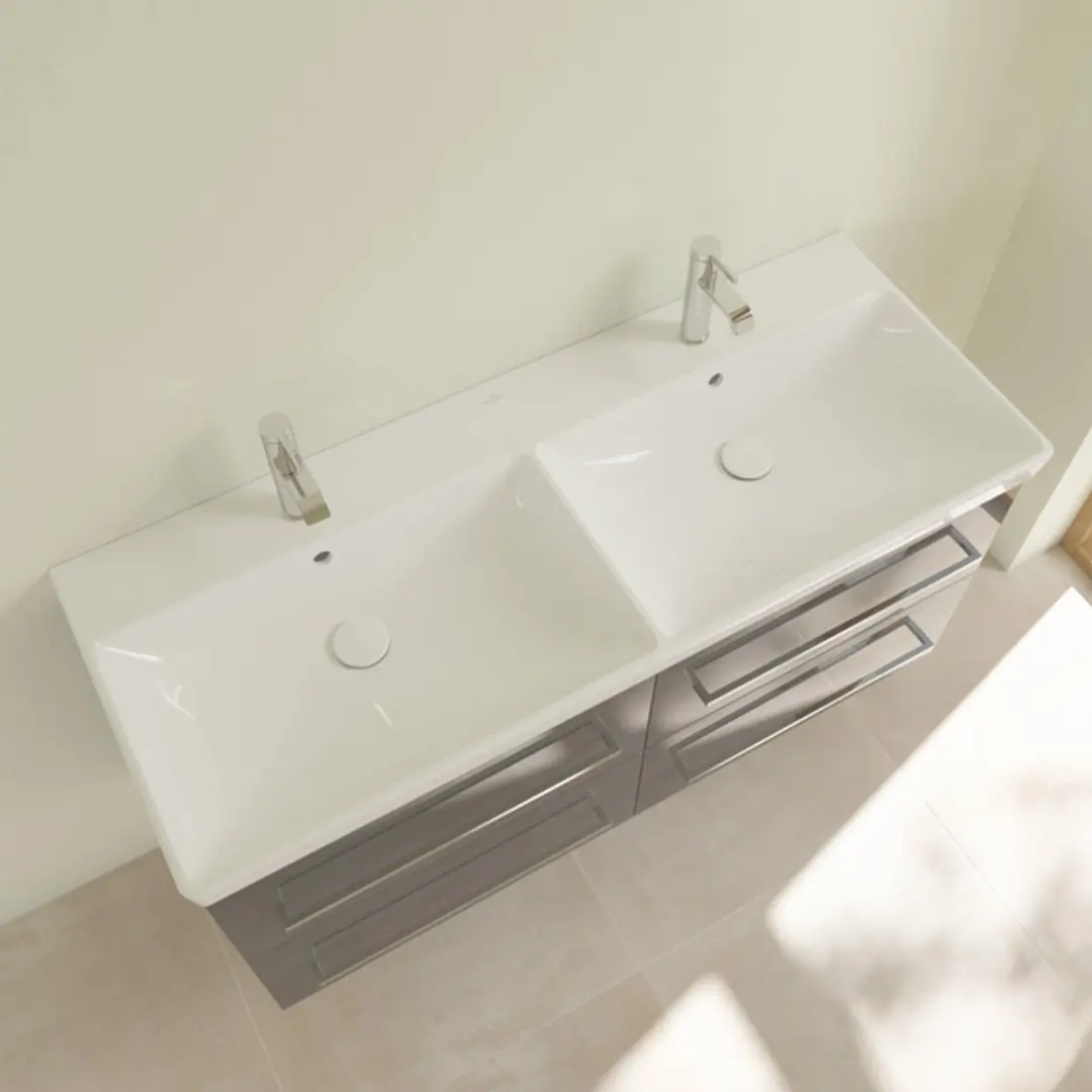 Villeroy & Boch Avento Dubbele Meubelwastafel 120x47cm - 2 Kraangaten - Wit Alpin - afbeelding 3 van 6